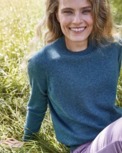 Cydney Boyfriend Crewneck Sweater In Heather Pine Cashmere -ULLA JOHNSON SHOP M F23 CATALOG S71424 36 D1 PDP