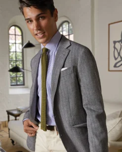 Kincaid No. 4 Jacket In Navy/Bone Escorial Herringbone -ULLA JOHNSON SHOP M HOLIDAY 23 CATALOG PDP 16 S71693