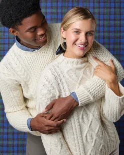 Jocelyn Aran Sweater In Ivory Wool/Baby Alpaca Blend 13 Jocelyn Aran Sweater In Ivory Wool/Baby Alpaca Blend -ULLA JOHNSON SHOP M HOLIDAY 23 CATALOG PDP 26