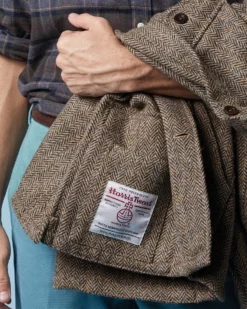 Military Jacket In Wheat/Chocolate Herringbone Harris Tweed -ULLA JOHNSON SHOP MILITARY JACKET MEDIA TRAY 4