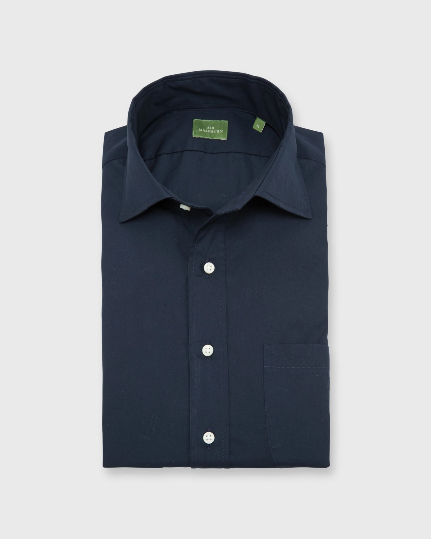 Spread Collar Sport Shirt In Navy Poplin 1 Spread Collar Sport Shirt In Navy Poplin