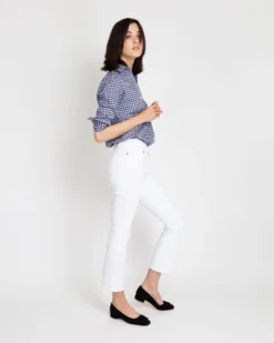 Tomboy Popover Shirt In Navy Gingham Poplin -ULLA JOHNSON SHOP S12854 3