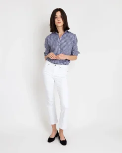 Tomboy Popover Shirt In Navy Gingham Poplin -ULLA JOHNSON SHOP S12854 5