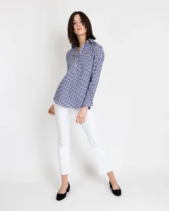 Tomboy Popover Shirt In Navy Gingham Poplin -ULLA JOHNSON SHOP S12854 7