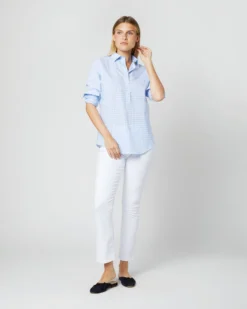 Tomboy Popover Shirt In Sky Blue Gingham Poplin -ULLA JOHNSON SHOP S12855 609