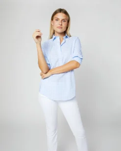 Tomboy Popover Shirt In Sky Blue Gingham Poplin -ULLA JOHNSON SHOP S12855 636