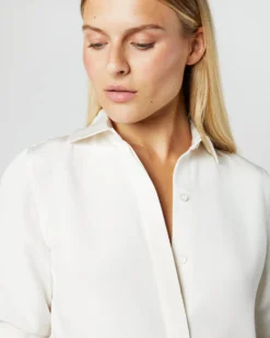 Icon Blouse In Ivory Silk Crepe De Chine -ULLA JOHNSON SHOP S17146 514