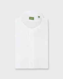Spread Collar Sport Shirt In White Poplin