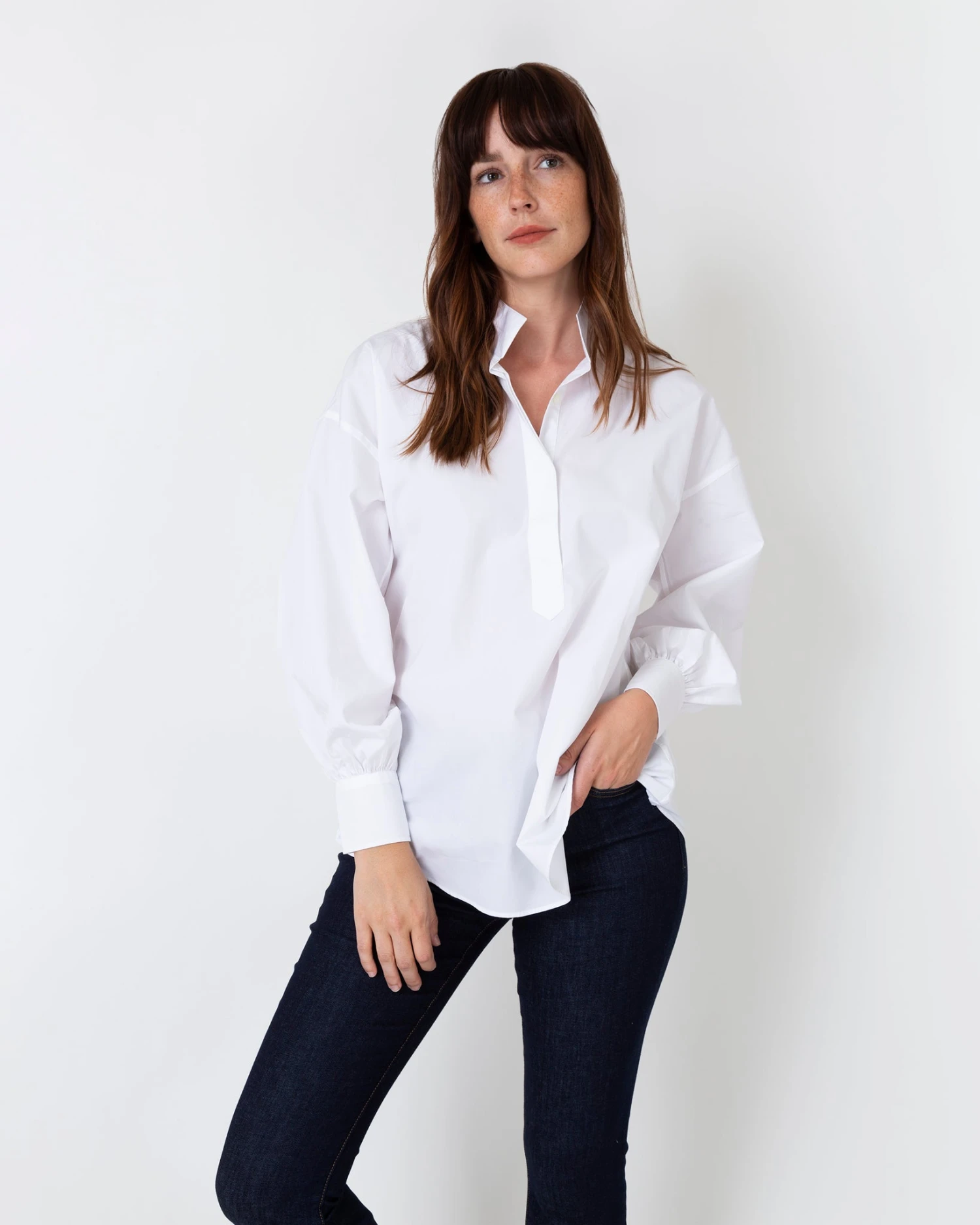 Anaya Popover Shirt In White Poplin 8 Anaya Popover Shirt In White Poplin - Image 8