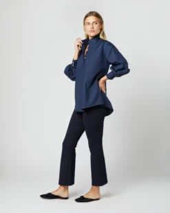Anaya Popover Shirt In Navy Poplin -ULLA JOHNSON SHOP S38508 234