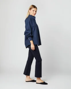 Anaya Popover Shirt In Navy Poplin -ULLA JOHNSON SHOP S38508 244