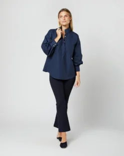Anaya Popover Shirt In Navy Poplin -ULLA JOHNSON SHOP S38508 265