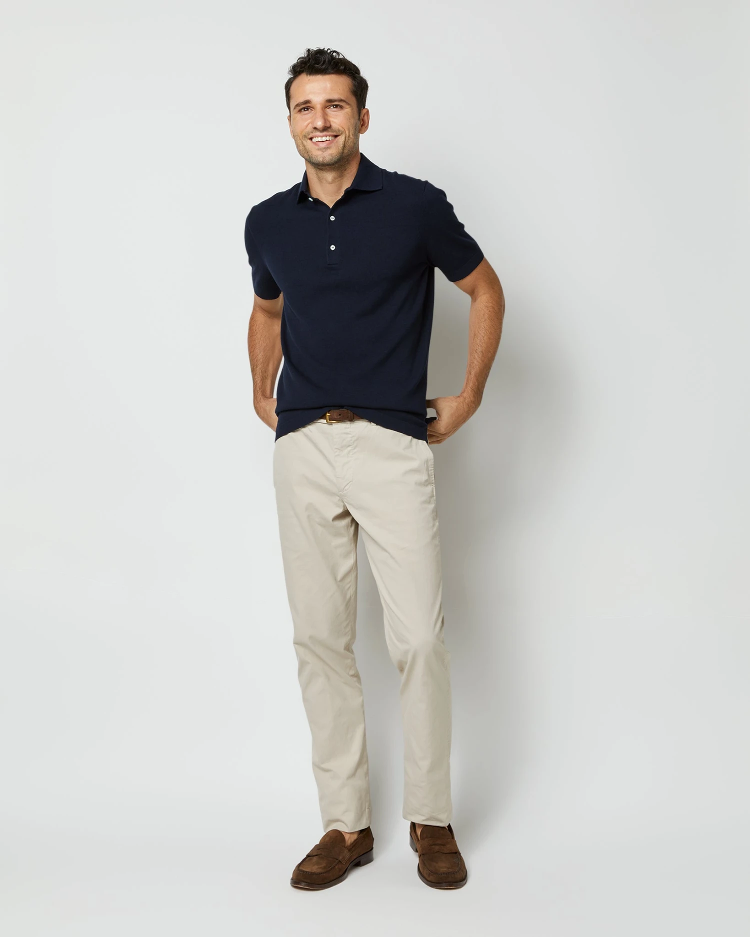 Rally Polo Sweater In Navy Cotton 3 Rally Polo Sweater In Navy Cotton - Image 3