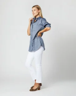 Boyfriend Shirt In Indigo Cotolino Chambray -ULLA JOHNSON SHOP S4131 509