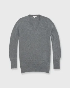 Cydney Boyfriend V-Neck Sweater In Heather Grey Cashmere