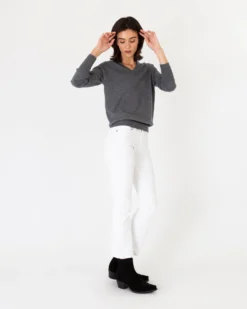 Cydney Boyfriend V-Neck Sweater In Heather Grey Cashmere -ULLA JOHNSON SHOP S43150 4