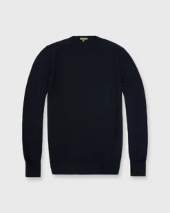 Crewneck Sweater In Navy Cotton