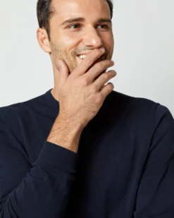 Crewneck Sweater In Navy Cotton -ULLA JOHNSON SHOP S48620 5725