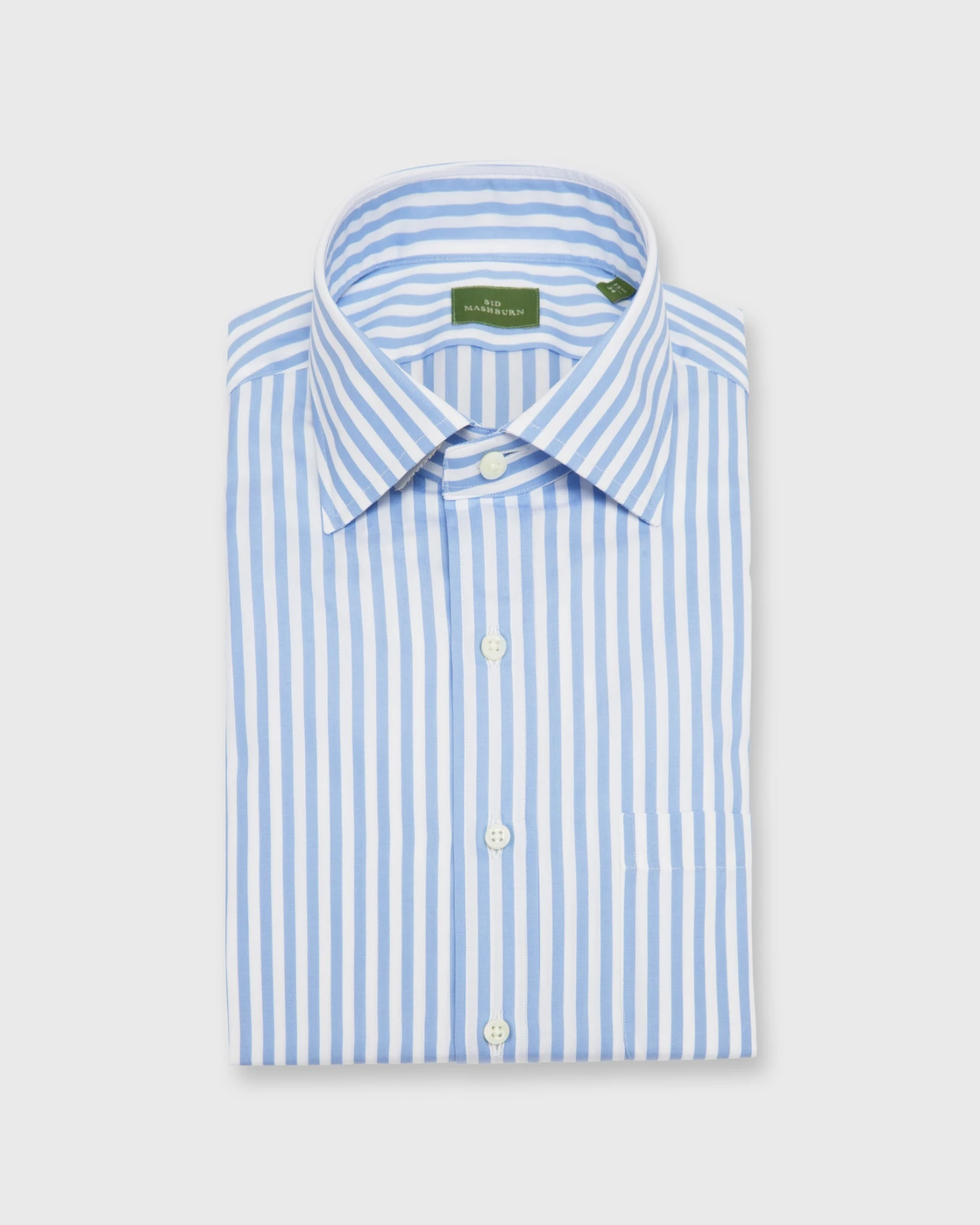 Spread Collar Dress Shirt In Sky Awning Stripe Poplin 1 Spread Collar Dress Shirt In Sky Awning Stripe Poplin