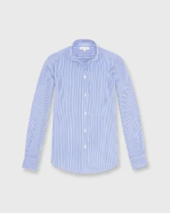Icon Spread Shirt In Blue Bengal Stripe Poplin