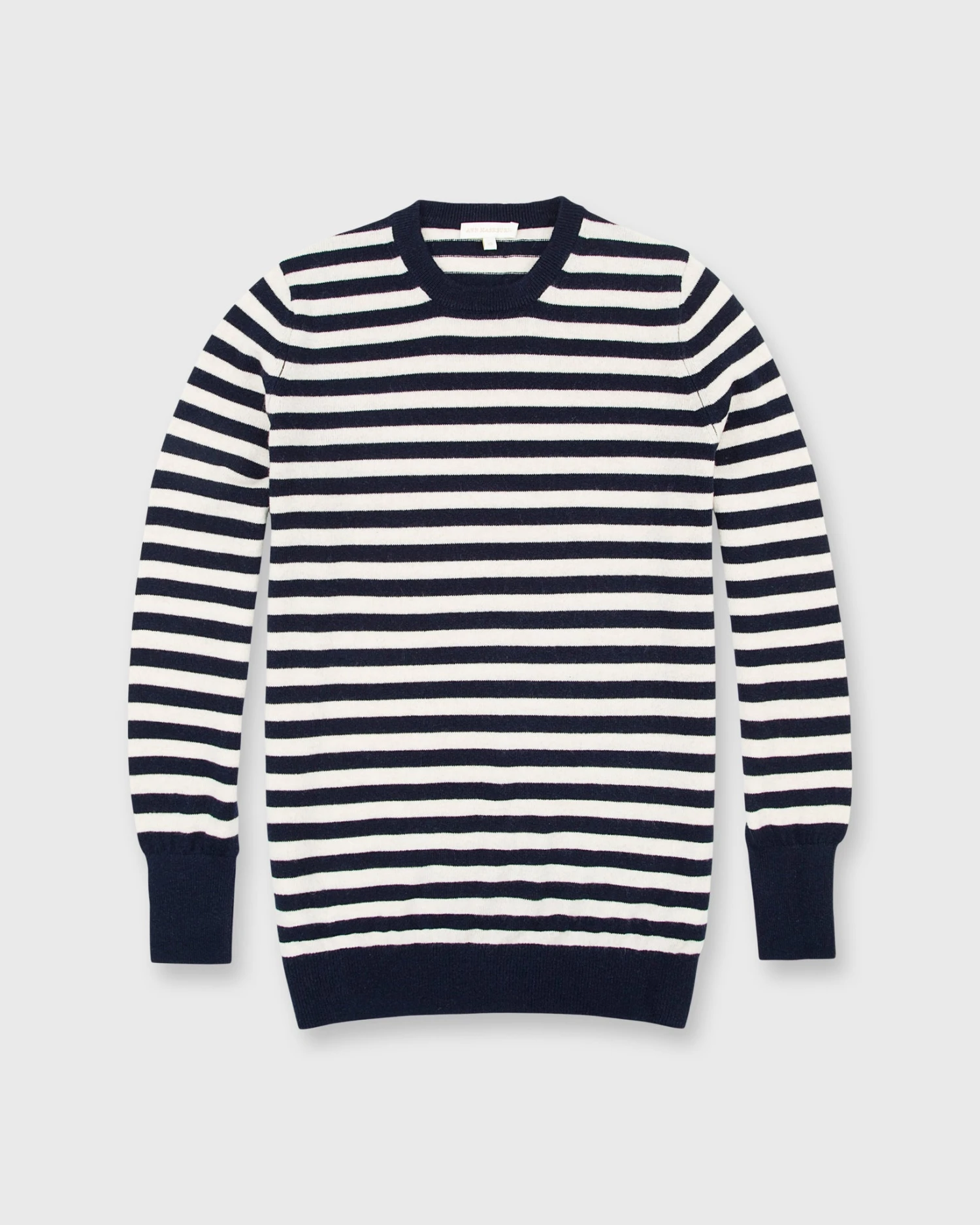 Cydney Boyfriend Crewneck Sweater In Navy/Ivory Stripe Cashmere 1 Cydney Boyfriend Crewneck Sweater In Navy/Ivory Stripe Cashmere