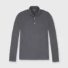 Long-Sleeved Rally Polo Sweater In Ashe Grey Cotton/Cashmere