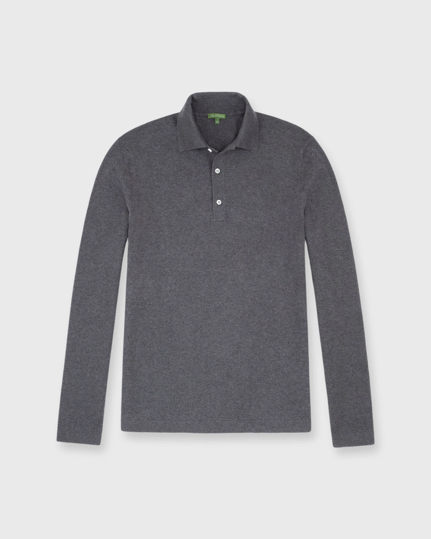 Long-Sleeved Rally Polo Sweater In Ashe Grey Cotton/Cashmere 1 Long-Sleeved Rally Polo Sweater In Ashe Grey Cotton/Cashmere