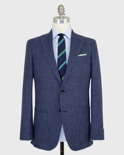 Kincaid No. 2 Jacket In Blue Mix Linen/Wool Hopsack -ULLA JOHNSON SHOP S53984 2