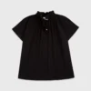 Atelier Kami Top In Black Stretch Poplin