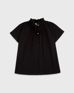 Atelier Kami Top In Black Stretch Poplin