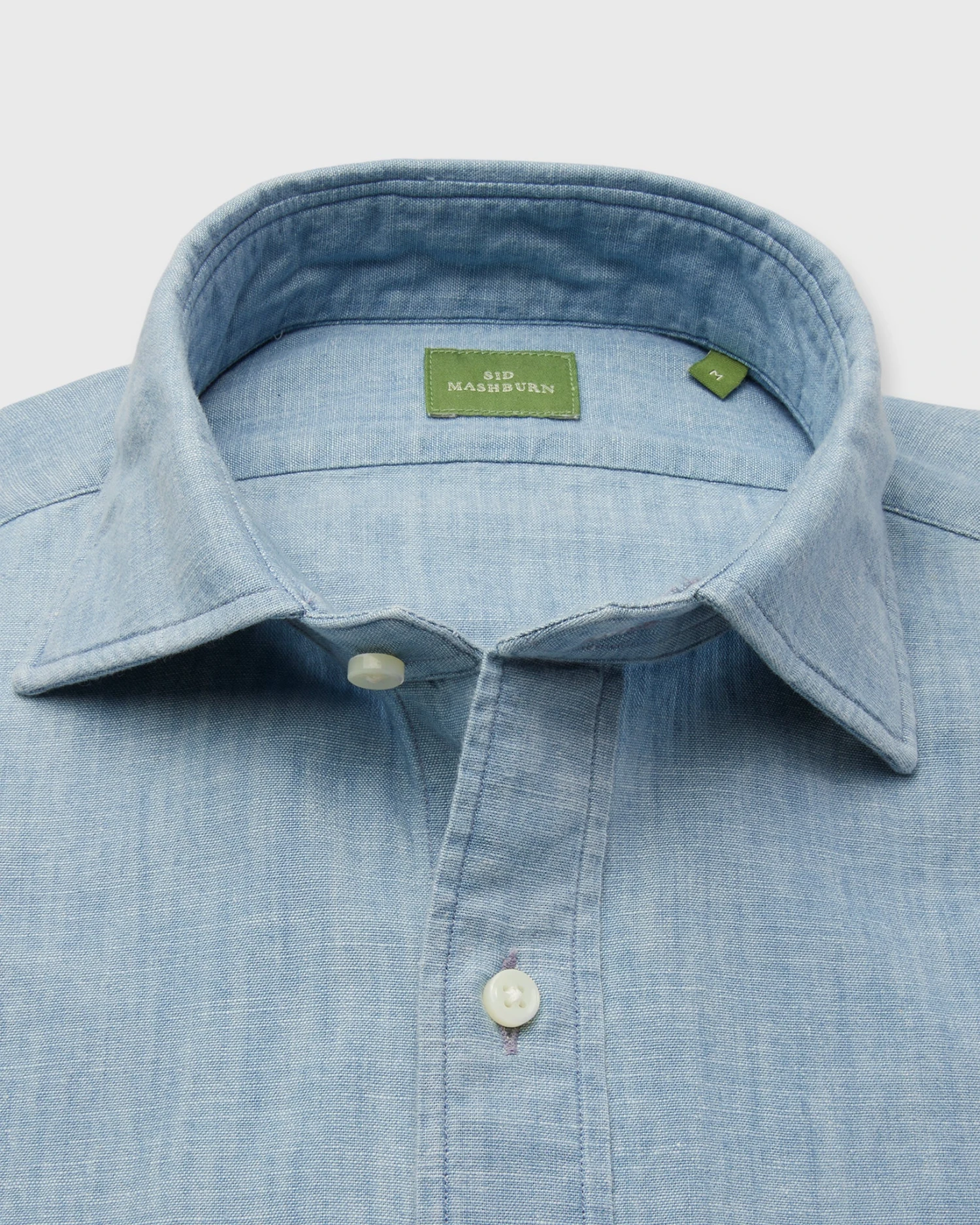 Spread Collar Sport Shirt In Extra Light Washed Chambray 2 Spread Collar Sport Shirt In Extra Light Washed Chambray - Image 2