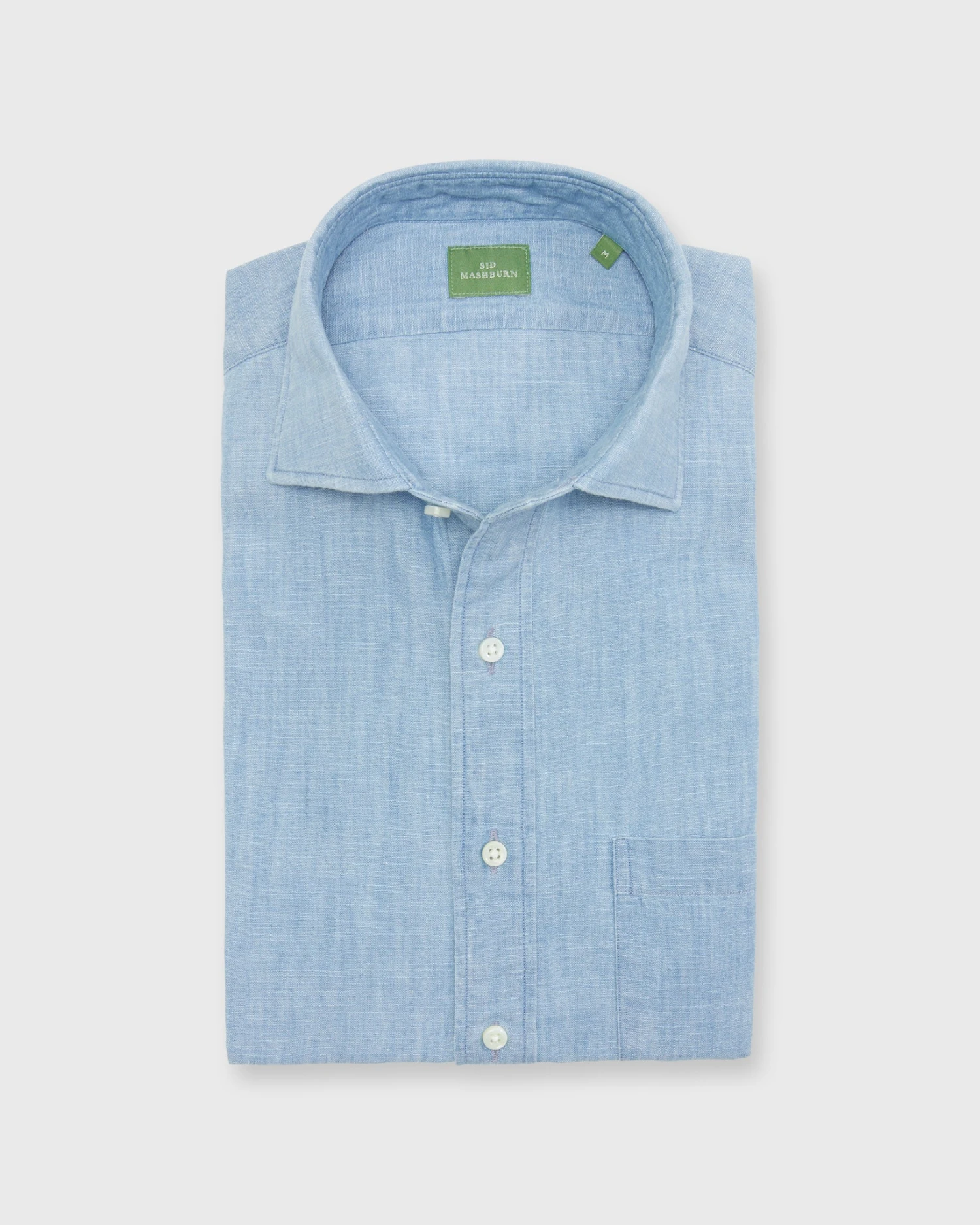 Spread Collar Sport Shirt In Extra Light Washed Chambray 1 Spread Collar Sport Shirt In Extra Light Washed Chambray
