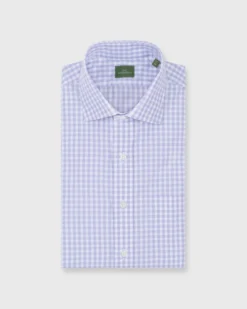 Spread Collar Dress Shirt In Lavender Gingham Poplin