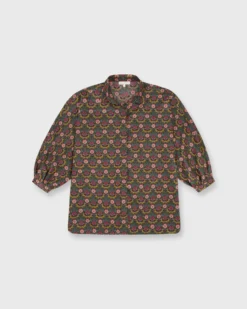 Volume Kimono Shirt In Olive/Berry Multi Persephone Liberty Fabric
