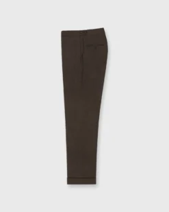 Pleated Dress Trouser In Coffee Wool Hopsack