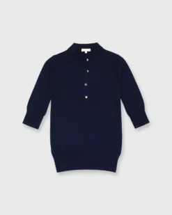 Natasha Polo Sweater In Navy Cashmere