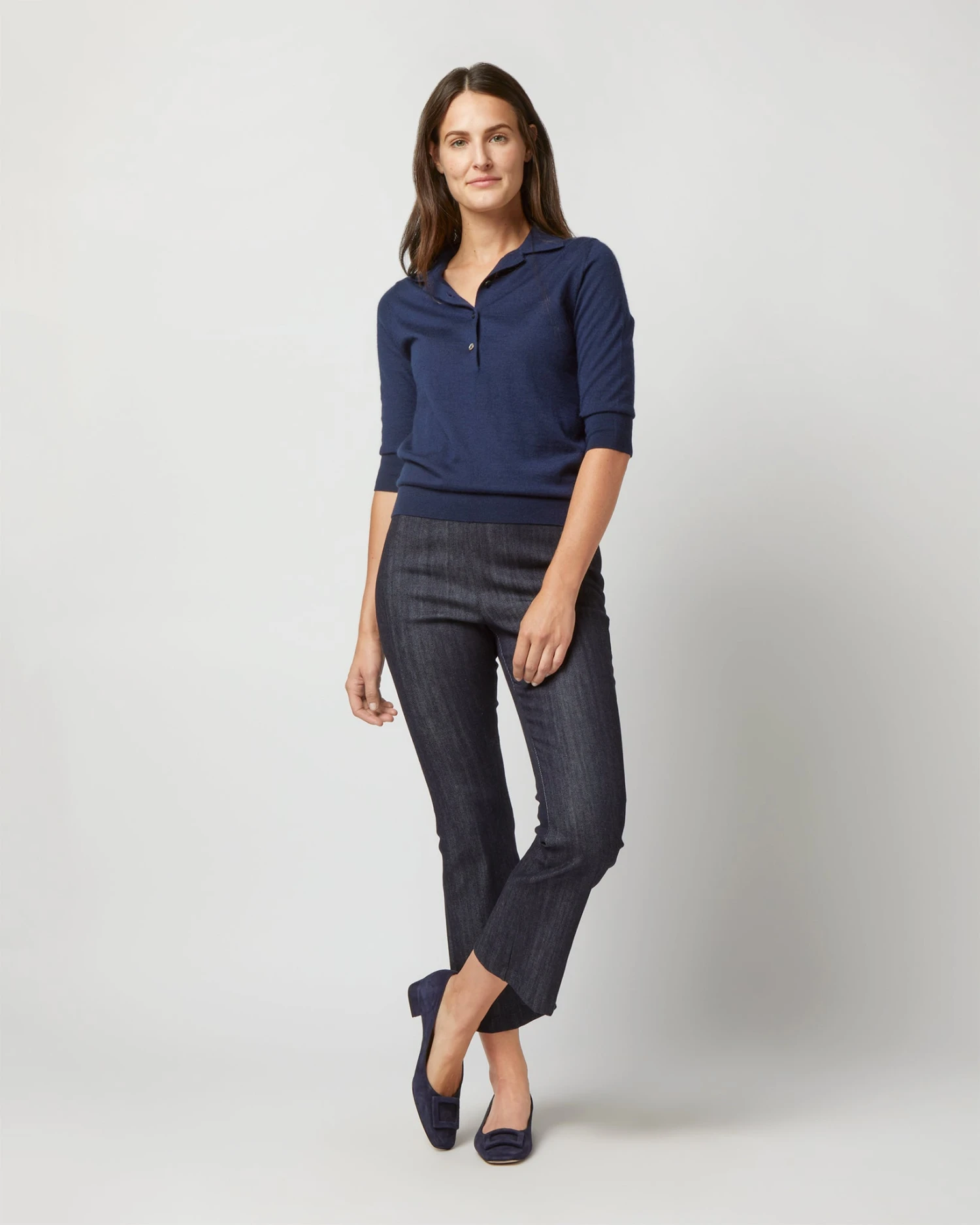 Natasha Polo Sweater In Navy Cashmere 6 Natasha Polo Sweater In Navy Cashmere - Image 6