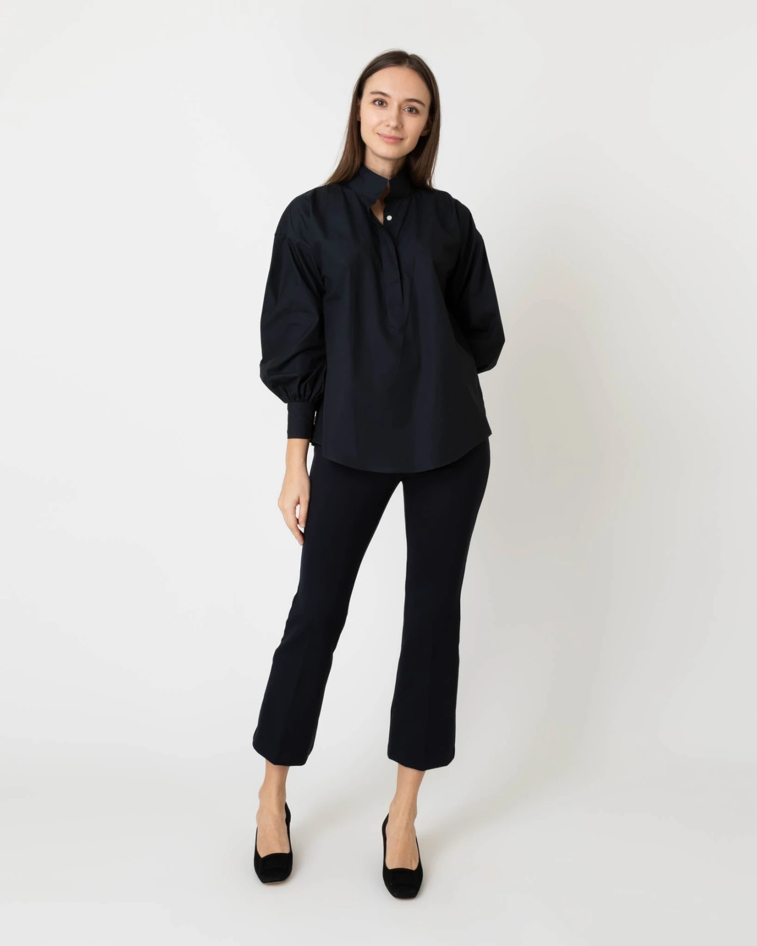 Anaya Popover Shirt In Black Poplin 3 Anaya Popover Shirt In Black Poplin - Image 3