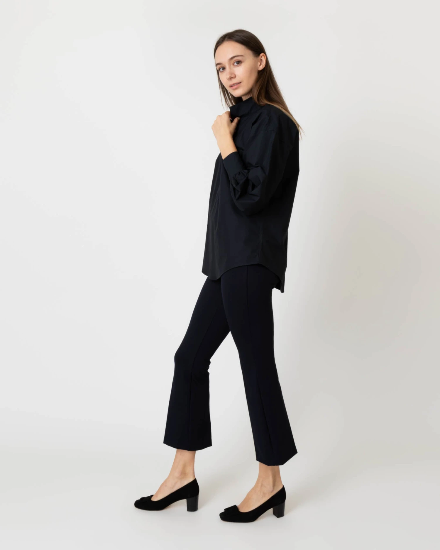 Anaya Popover Shirt In Black Poplin 4 Anaya Popover Shirt In Black Poplin - Image 4