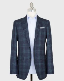 Virgil No. 2 Jacket In Navy/Seaglass Plaid Hopsack -ULLA JOHNSON SHOP S59531 1