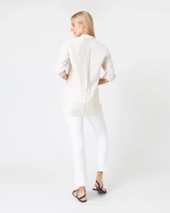 Nyala Shirt In Taupe Horizontal Stripe Seersucker -ULLA JOHNSON SHOP S60581 4