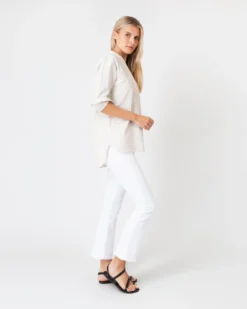 Nyala Shirt In Taupe Horizontal Stripe Seersucker -ULLA JOHNSON SHOP S60581 5