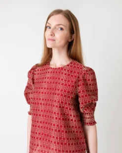Renata Top In Red/Natural Rustic Jacquard -ULLA JOHNSON SHOP S61188 4