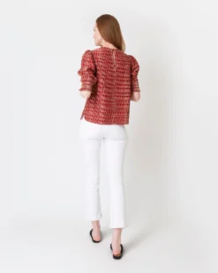 Renata Top In Red/Natural Rustic Jacquard -ULLA JOHNSON SHOP S61188 6