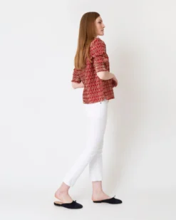 Renata Top In Red/Natural Rustic Jacquard -ULLA JOHNSON SHOP S61188 7