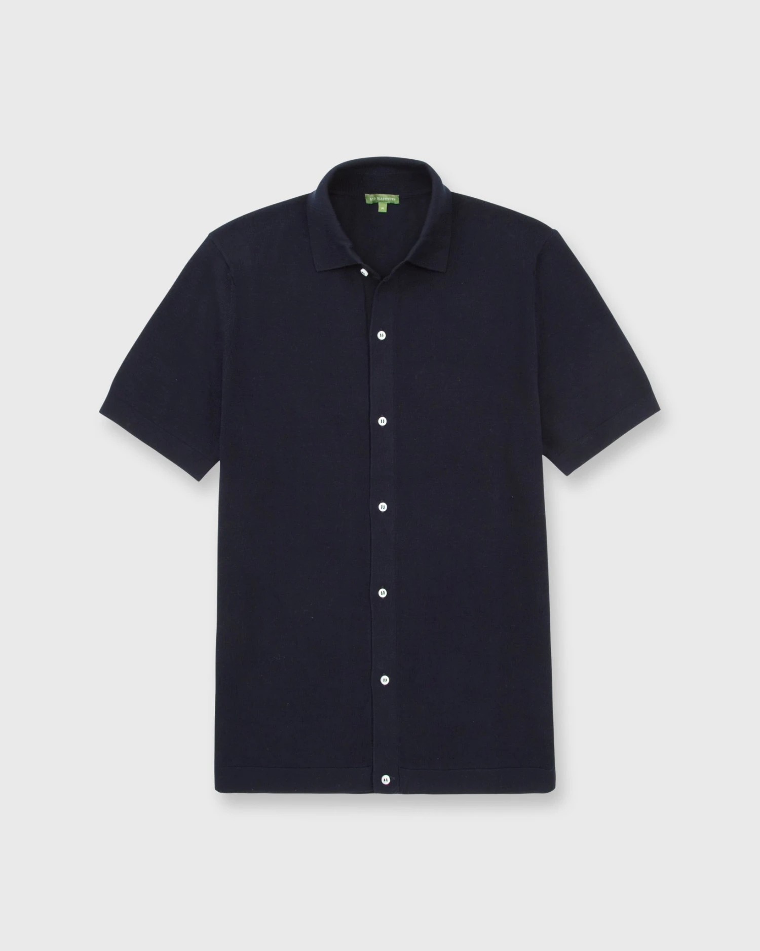 Full-Placket Shirt Sweater In Navy Cotton 1 Full-Placket Shirt Sweater In Navy Cotton