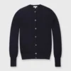 Rosie Cardigan In Neat Navy Cotton/Cashmere