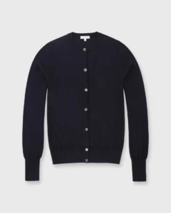Rosie Cardigan In Neat Navy Cotton/Cashmere