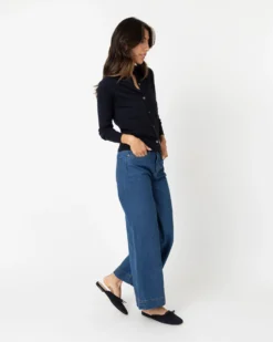 Rosie Cardigan In Neat Navy Cotton/Cashmere -ULLA JOHNSON SHOP S61611 4