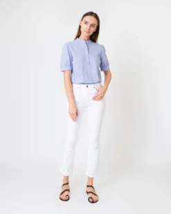 A.P.C. Ilna Blouse In Light Blue -ULLA JOHNSON SHOP S61826 3